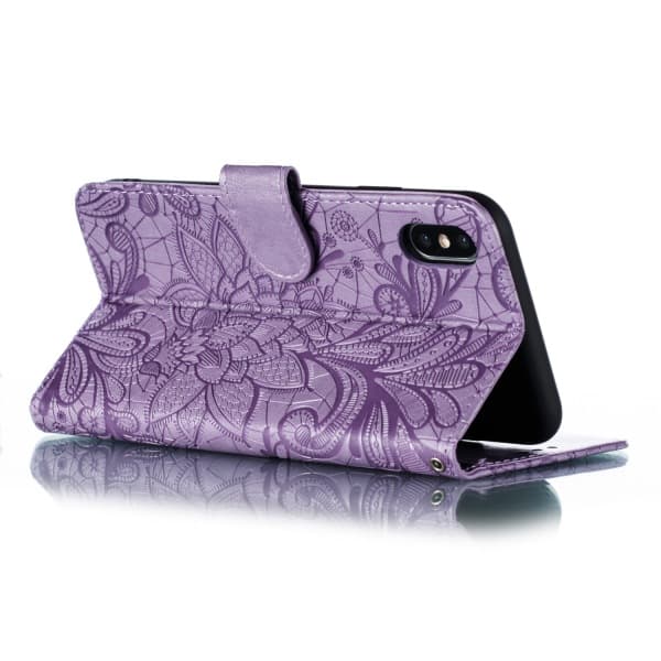 Præget Flipcover med Kniplingsmønster til Samsung Note10 Pro purple