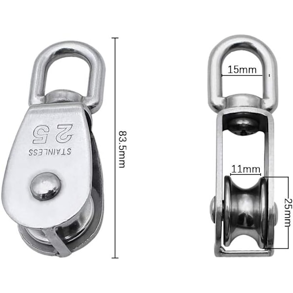 4 st M15 och M25 rostfria stållyftblock