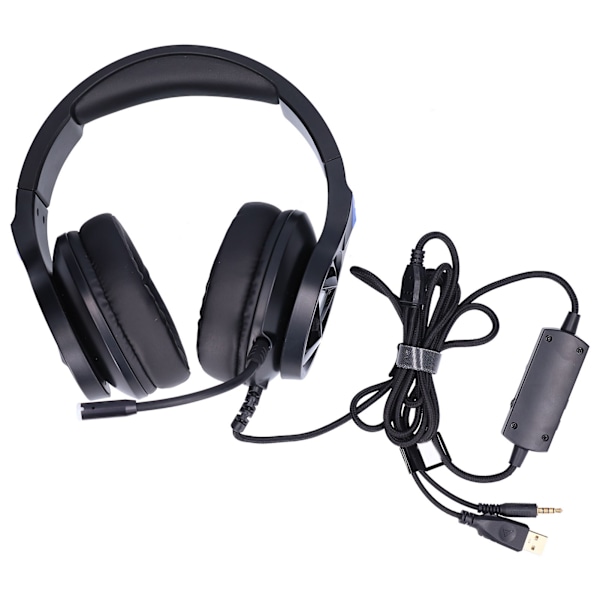 Gaming Headset Surroundljud Brusreducerande Over-Ear Hörlurar med Mikrofon och LED-ljus för PS4