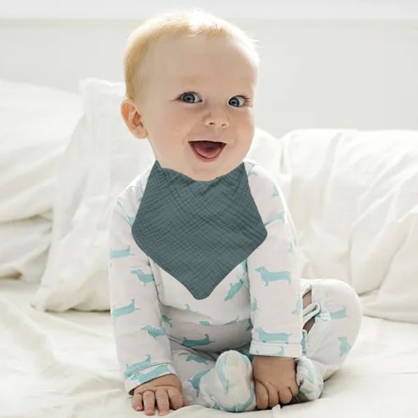 Musslin Haklappar för Bebisar, Mjuka Triangulära Baby Bandana Dregelhaklappar för Pojkar och Flickor, Enfärgade Haklappar för Dreglande och Tandsprickning Style 4