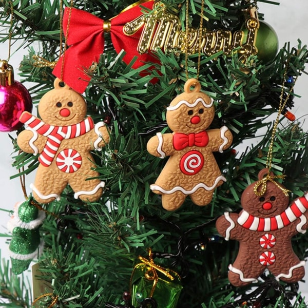 24Pcs Bonhomme en Pain D'épice Ornements Décorations d'arbre