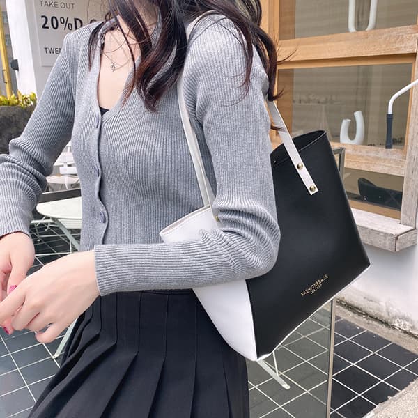 Fashion Tote Damväskor Dam Väskor Shoppingväskor Trendiga Hundratals Mammaväskor (Svart)