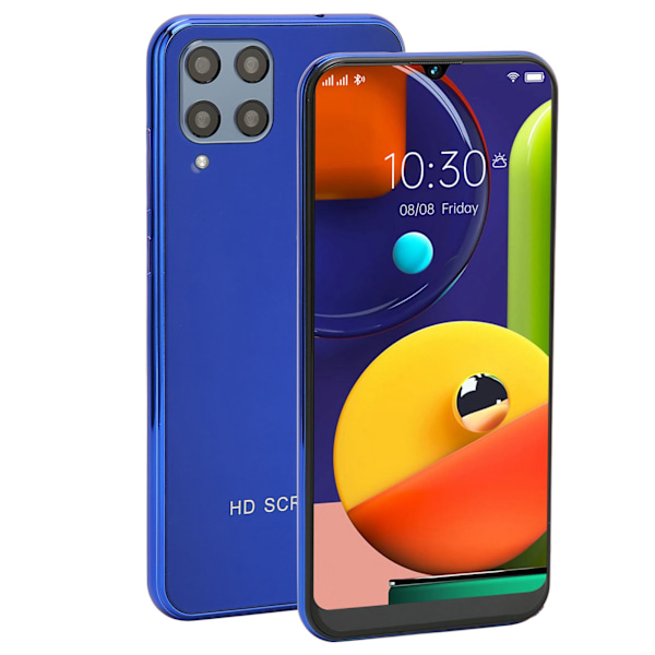 Ansiktsupplåsta Smartphones Dual SIM för Android 11 4GB 64GB 13MP 8MP Trippelkortplatser 4000mAh 6.53in Mobiltelefoner 100‑240V Blå EU-kontakt