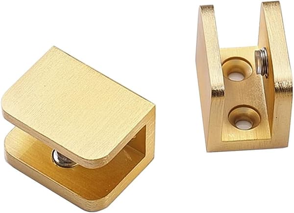 Sæt med 4 glasklemmer uden boring (til 10-12 mm glas, guld)