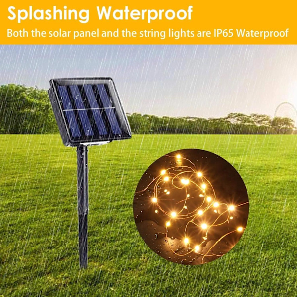 Solcellslingor, 2-pack 100 LED utomhus solcellslampor,