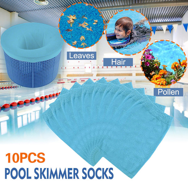 Pool Skimmer Filterstrumpa - Universell Poolfilterpåse (Blå, 20-pack)