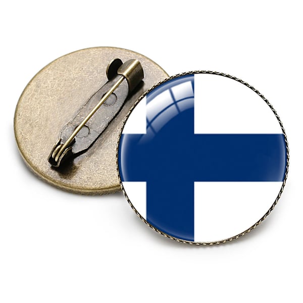 Finsk flaggbrosch i metall