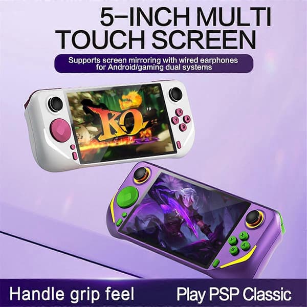 E6Plus Håndholdt Spillekonsol+2xController 128G+20000Spil 5 Tommer Bærbar Arkade Videospilkonsol Understøtter Tilslutning til TV C