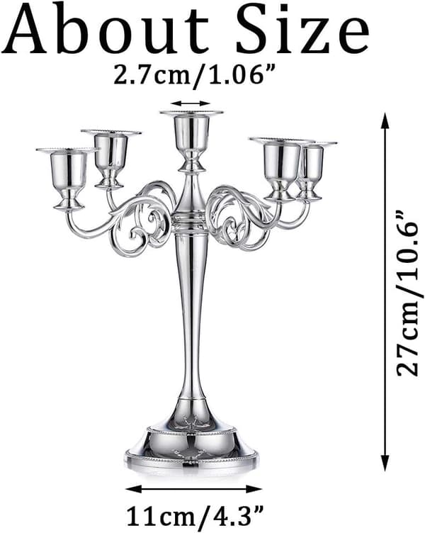 5 Lysestaker til Bryllup, Sink Legering Lys, Spisebord, Ca