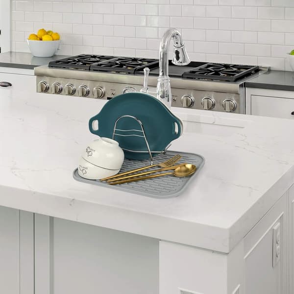 (Grå, 29,5 x 23,5 cm) SUPER KITCHEN Liten Silikon Gryteunderlag, Sklisikker
