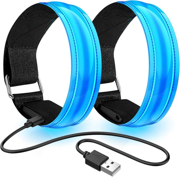2 stk. Ladbare LED-lys armbånd, Reflekterende LED Løpearmbånd
