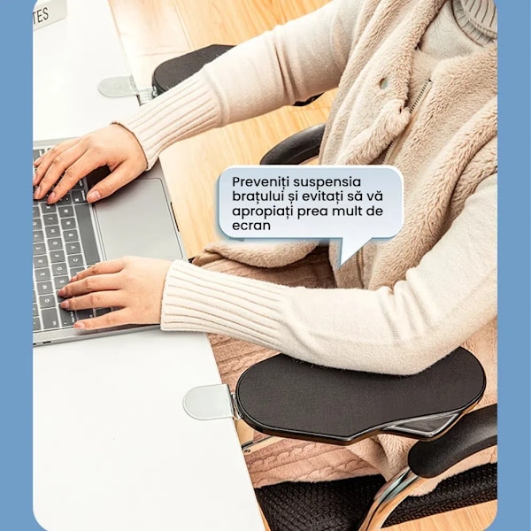 EINNENFFER Ergonomiskt Armstöd, 180° Roterbart, 90° Fällbart, Utdragbart, För Kontor, Ställ, Svart