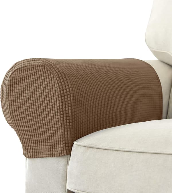 Set med 2 Jacquard Stretch Soffa Fåtölj Armstödsskydd Halkfria Möbelskydd Armstöd Överdrag för Soffa Vilstol