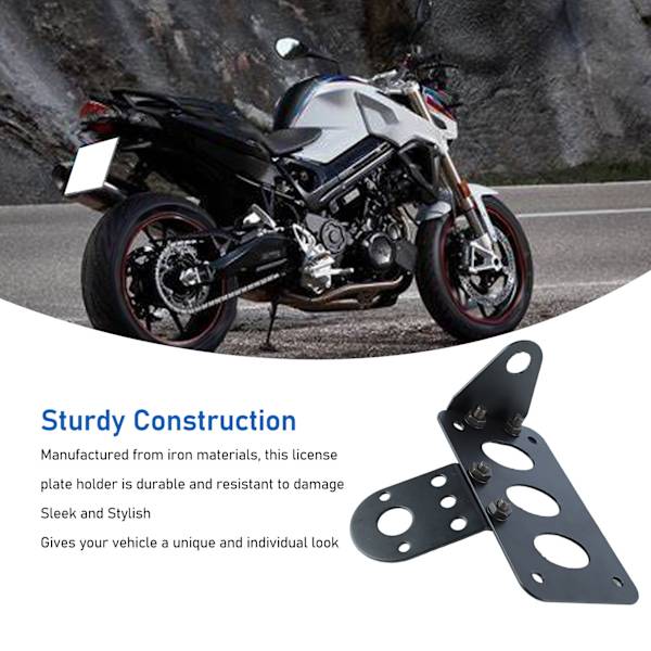 Sidomonterat Motorcykelregistreringsskyltfäste Universell Passform Justerbar Höjd Aluminiumlegering Konstruktion Horisontell Vertikal Installation Hållbar