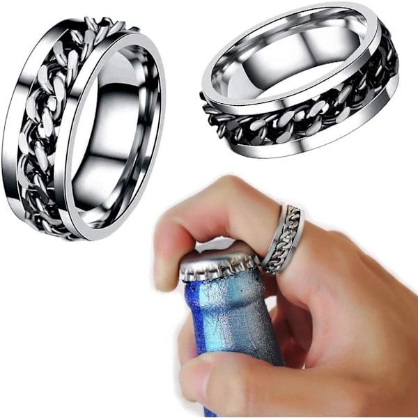 2 st/4 st Fashion Par Ringar i Rostfritt Stål Ring Rotatable