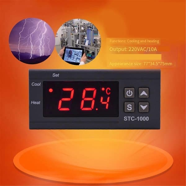 STC 1000 LED Digital Termostat for Inkubator Temperaturkontroller Termoregulator Relé Oppvarming Kjøling 12V