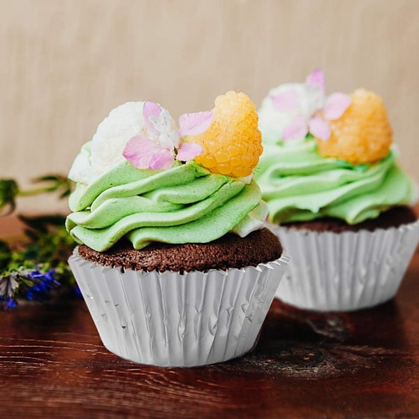 200 st Guld Folie Muffin Formar Standard Bakformar Muffin Pappersformar Silver