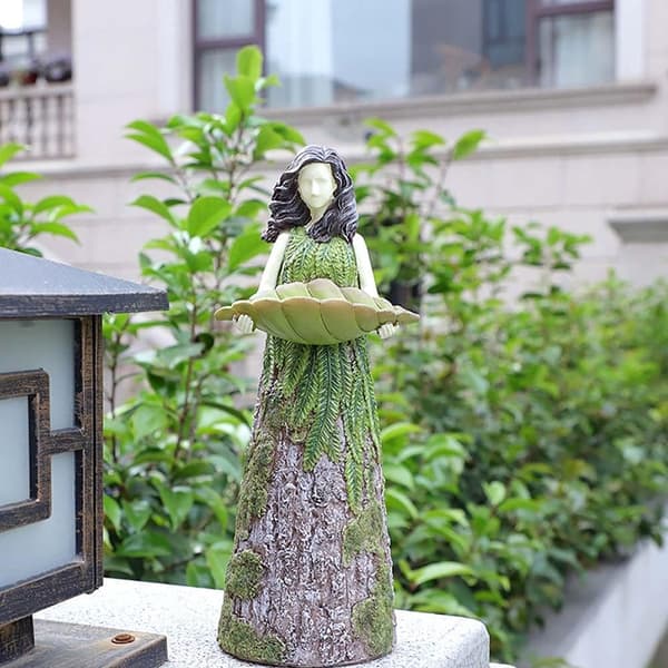 Fe-havefigur med fuglefoderstatue skulptur græsplænedekoration