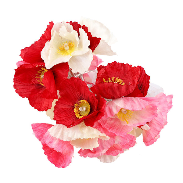 Rosa sidenblommor ljusslinga 20LED batteridriven för bröllopsfestdekoration (2m)