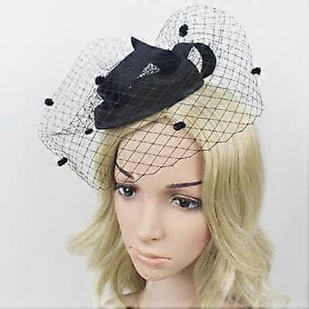 Mesh Slør Hatt Klemme Dame Prom Ansiktsdekke Mesh Topphatt Hodeplagg (Svart)
