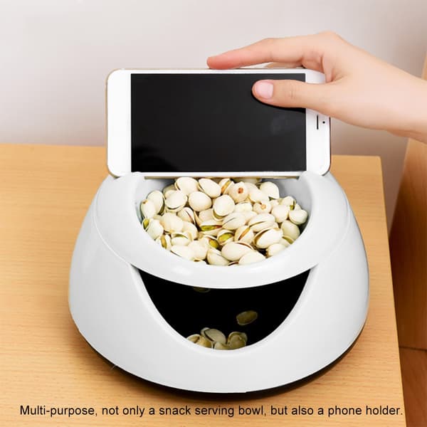 Multifunktionel dobbeltlags snackskål med mobiltelefonholder