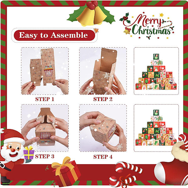 24pcs Christmas Advent Calendar Boxes Countdown to Christmas