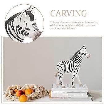Træ Udskæring Zebra Statue Skrivebord Dekorativ Udskæring Dyrefigur Husholdningspynt
