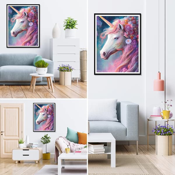 Unicorn 5D diamantmålningskit, djurmålningskonst för hemvägg