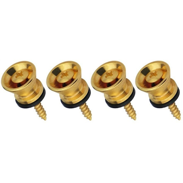 Metall Gitarrbandsknappar Lås Ändstift Bandlås med Skruvar för Elektrisk Akustisk Gitarr, Bas, Ukulele, 4-pack Golden