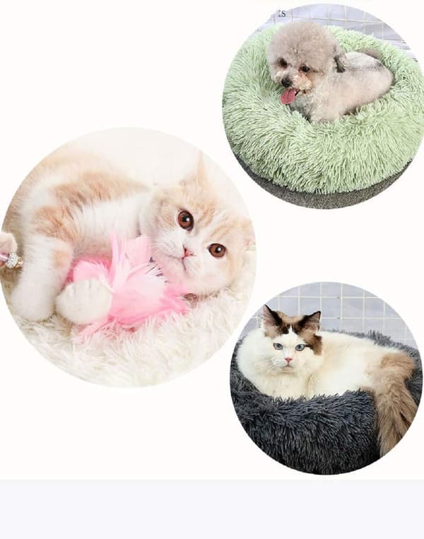 1 stk. (Rød) Hundekurv Rund Kattekurv Fluffy Kæledyrsseng Pude Blød
