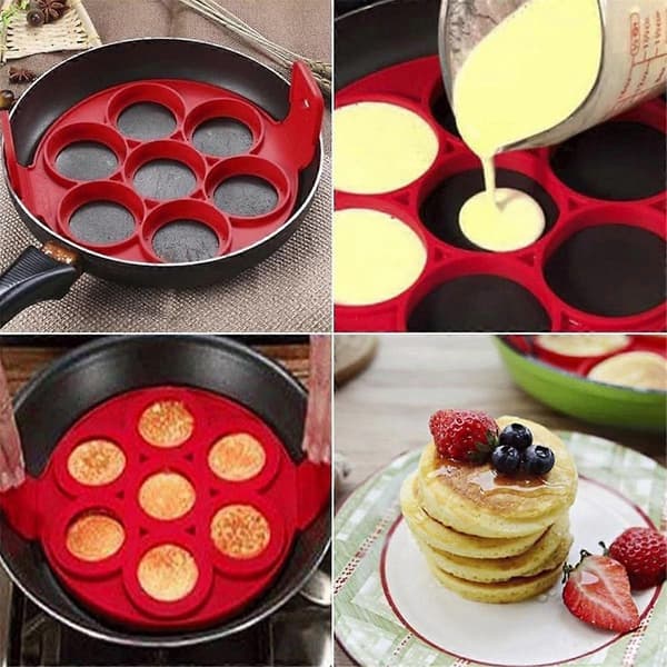 Universell Flip Cooker Pannekakeform, Multifunksjonell Pannekakeform, Stekepanne Omelett Silikon Pannekakeform