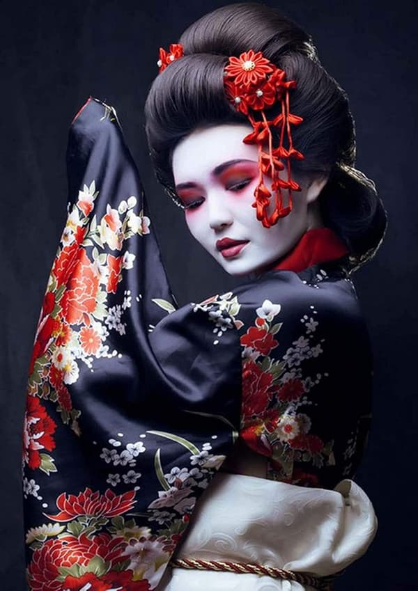 30x40cm Maleri 5D Diamant Maleri Geisha Blomst Kvinde DIY Crys