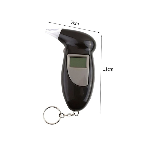 Kompakt alkomätare med nyckelring och LCD display Svart