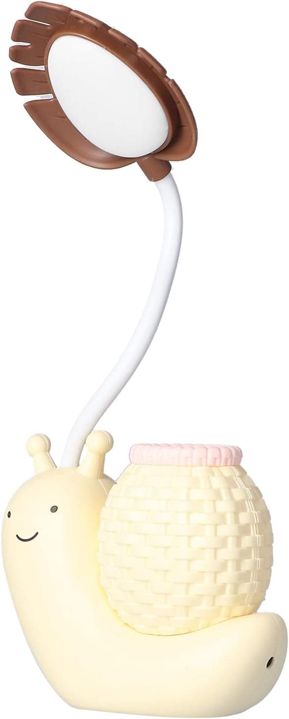 LED-bordlampe med pennholder, tegneseriefigur, snegl, multifunksjonell