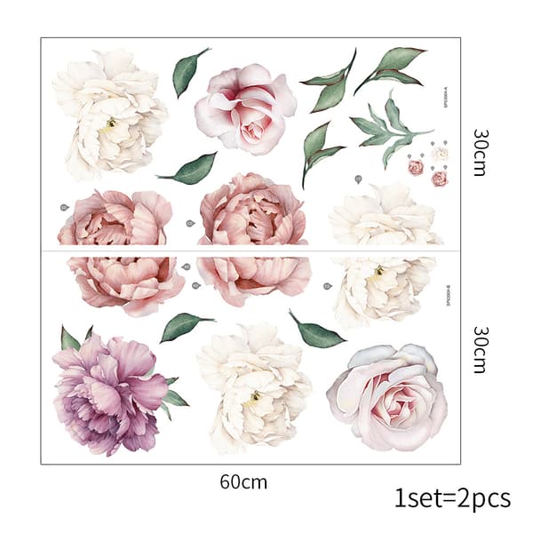 Peonveggdekor, Blomsterveggdekor: Peoner, Roser, Blomster