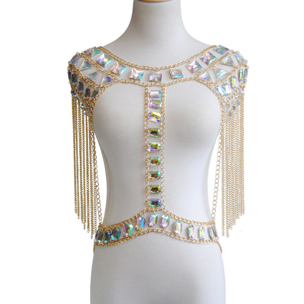 Rhinestone Bikinikedja Sexiga paljetter Body Chains Sommar BH