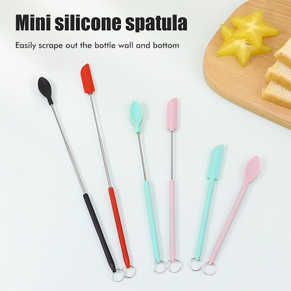 2-pack Mini Silikon Spatel Set Återanvändbar Retractable Liten Tunn