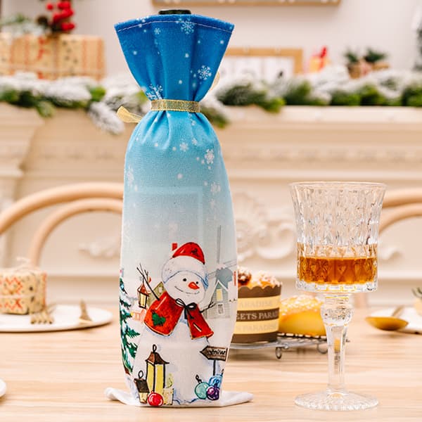 Jul Vinflaska Omslag, Återanvändbara Vinflaska Väskor för Jul Bröllop Hemfest Dekor style 2