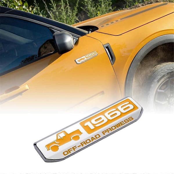 Off-Road 1966 Emblem, Klassisk Metall 3D Emblem Overlegg Dekaler Klistremerker for Bak- og Sidedør, Gul