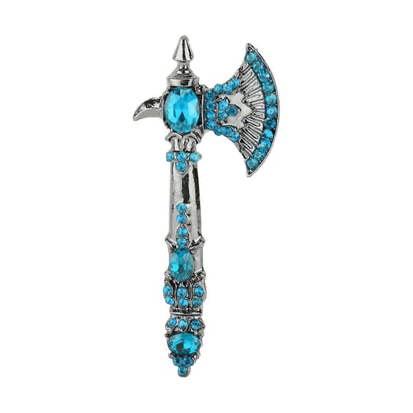 Broche Rhinestone Økse Broche Vintage Tomahawk Nål Julebrocher til Kvinder Piger Blå