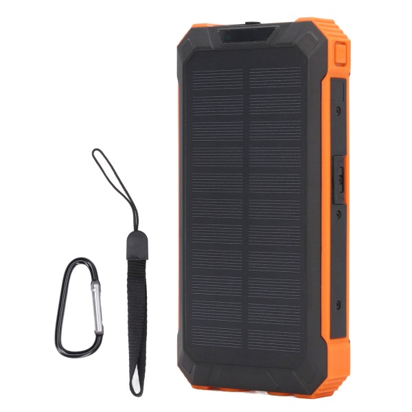Solar Power Bank med USB kabel Trådlös laddning 30000mAh Solar Batteriladdare för bergsklättring Daily Orange