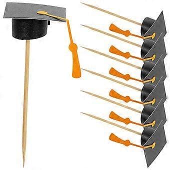 7 stk. Studenterhue Cupcake Toppers Dimissionsfest Dessert Picks Søde Grad Kage Dekoration