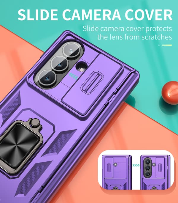 Kameraskyddsfodral med ringstativ för Samsung Galaxy Z Fold 7 Purple