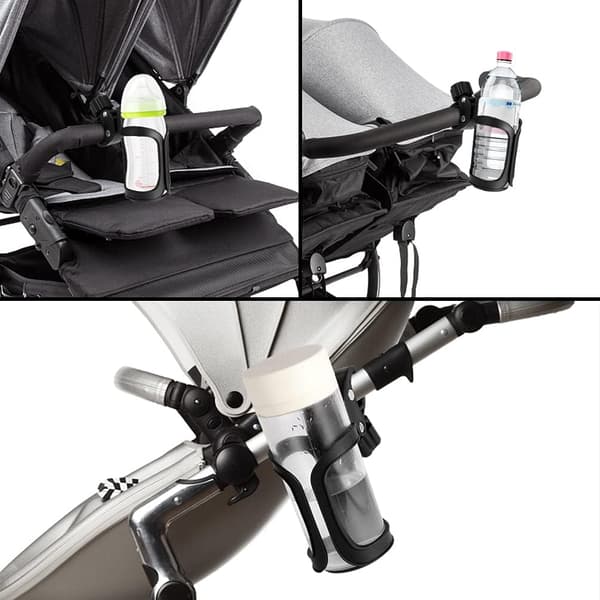 Todelt Flaskeholder til Cykel, Sort, 2 stk., 360° Drejelig