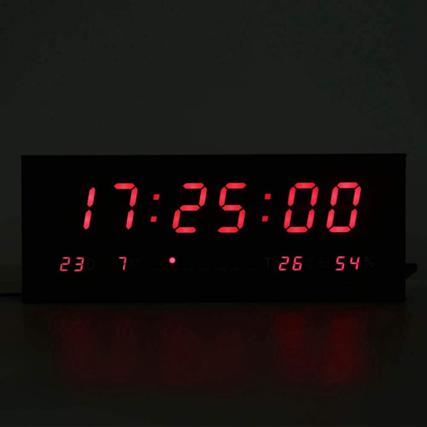 Stor digital LED-väckarklocka med kalender, datum och temperatur