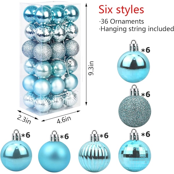 Christmas Balls Ornaments，36 Pcs Shatterproof Christmas Tree