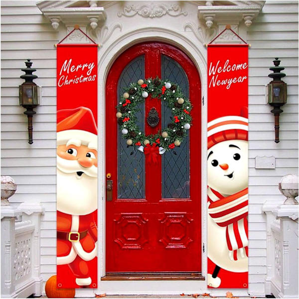 Décorations De Porche De Noël Bannière De Porte en Plein Air