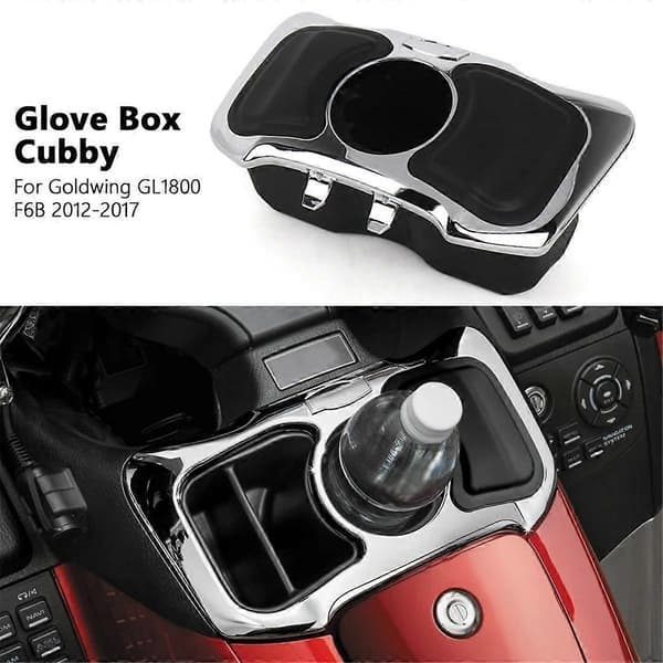 Motorcykelhandskerum Cubby Opbevaringsboks med Kopholder til Goldwing GL1800 Gold Wing F6B 2012-2017 Sort