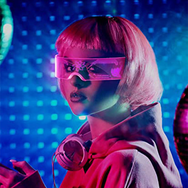 Visor Glasögon 7 Färger Futuristiska Glasögon 4 Lägen Lyser Upp