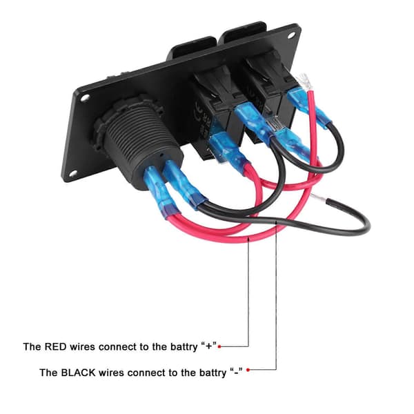 2-polet 12-24V Blå LED Vippekontaktpanel med 3.1A Dobbelt USB-port til Bil, Autocamper, Marinebåd